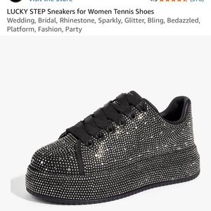 Lucky Step Black Rhinestone Women's Sneakers